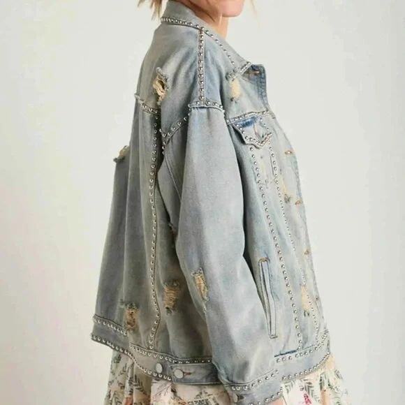 POL Studded Denim Jacket L - Picture 2 of 5